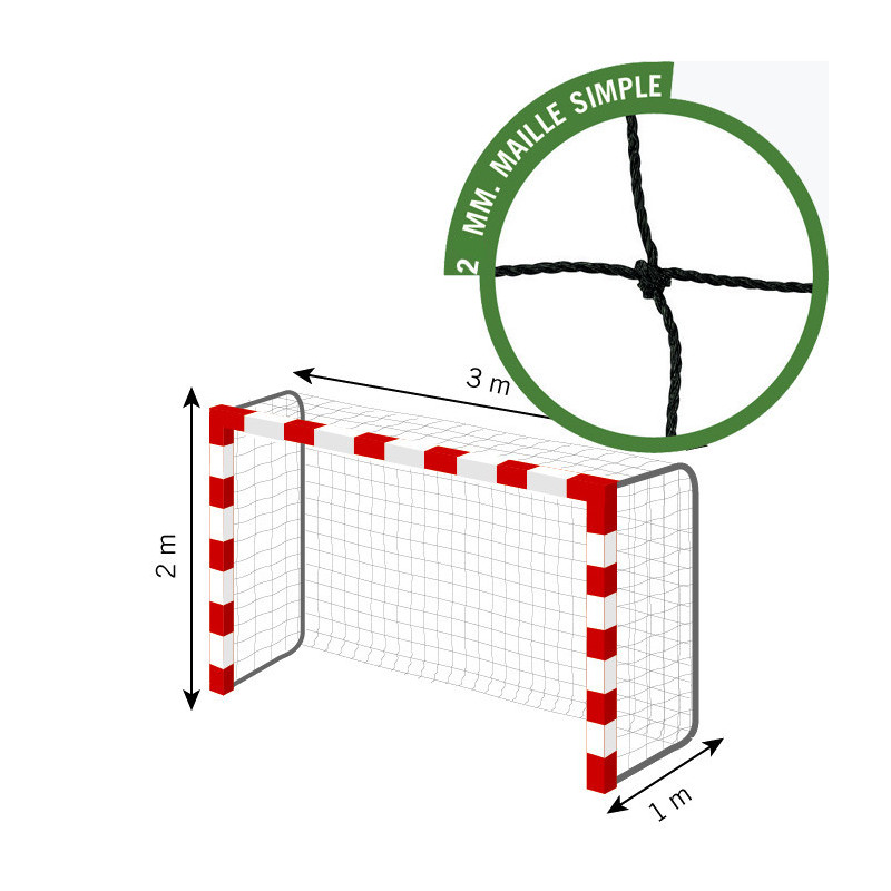 Filets Handball PE Câblé 2mm Noir (Paire) Résistants | CLUB-SHOP.fr