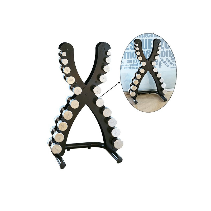 Support + haltères chromées 1-10 kg Softee | CLUB-SHOP.fr