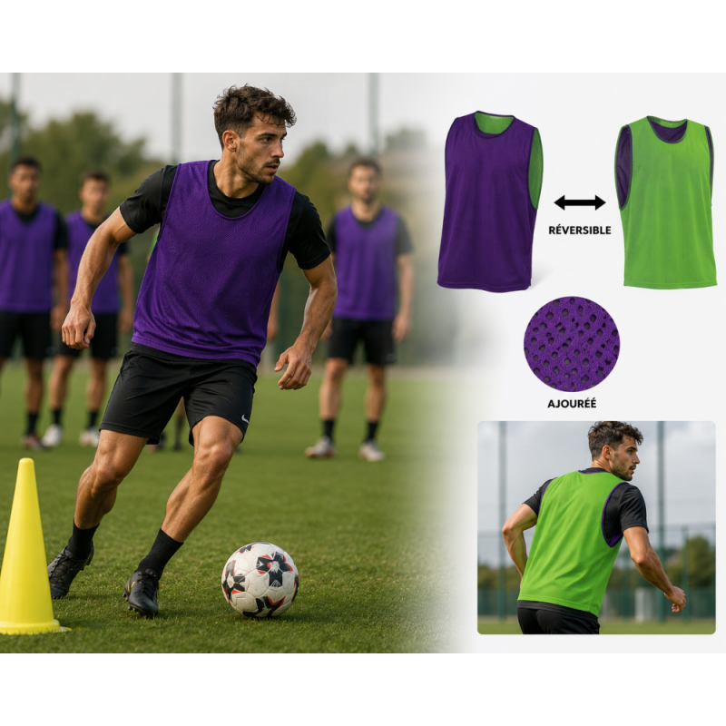 Chasuble réversible taille XXL pour entraînement | CLUB-SHOP