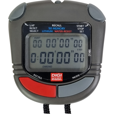Chronomètre sportif DT480 : 50 mémoires et cadence pour l'entraînement