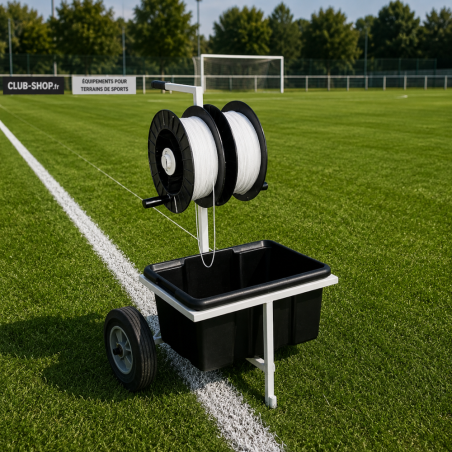 Chariot traceur de terrain avec cordeau - structure acier laqué