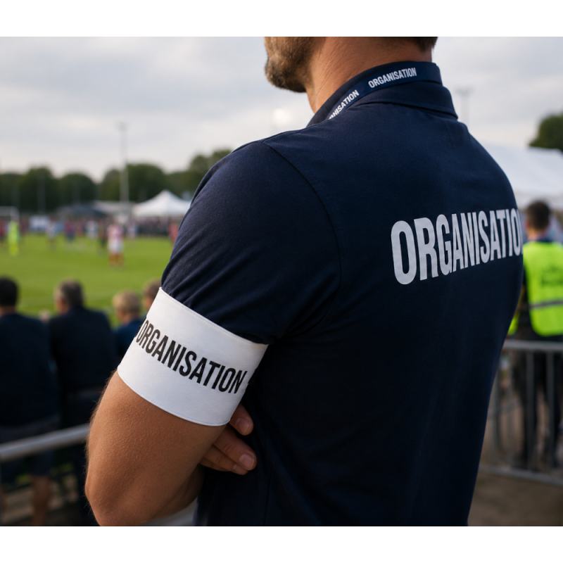 Brassard d'organisation velcro pour clubs et événements sportifs