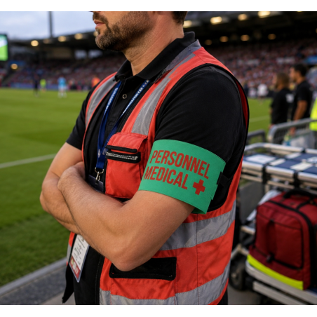 Brassard personnel médical multisports avec velcro - Taille unique adulte