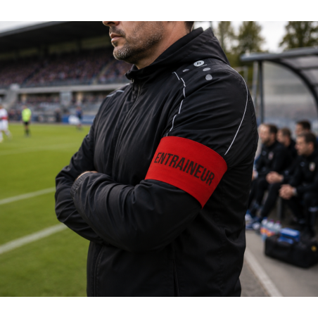 Brassard entraîneur rugby rouge élastique et velcro