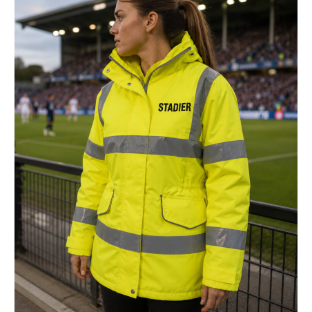 Parka femme haute visibilité multipoches - Protection et confort pour stadiers