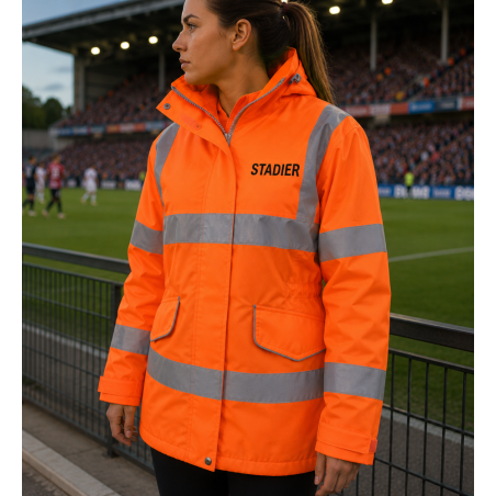 Parka femme haute visibilité multipoches - Protection et confort pour stadiers