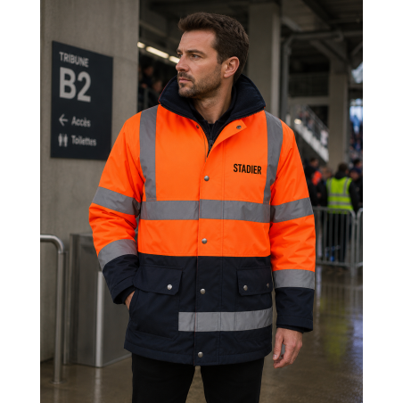 Veste haute visibilité jaune et orange pour stadier | CLUB-SHOP