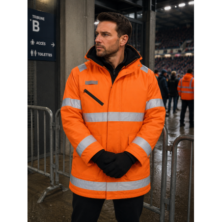 Parka de stadier haute visibilité homme - Imperméable et chaude