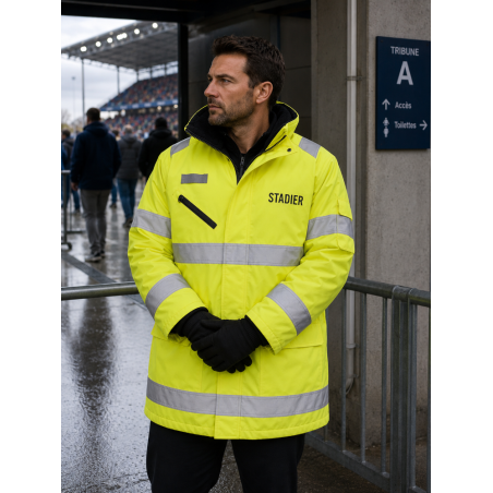 Parka de stadier haute visibilité homme - Imperméable et chaude