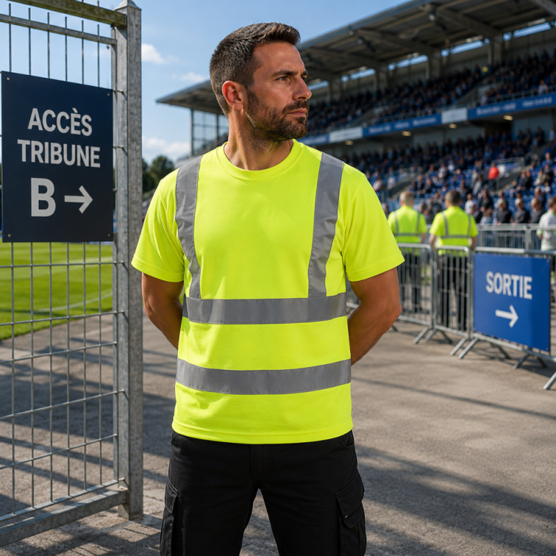 Tee-shirt haute visibilité pour stadier : protection et confort en été