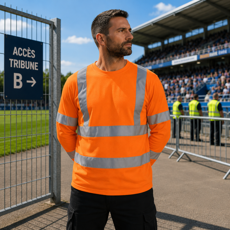 T-shirt haute visibilité manches longues stadier - Norme ISO 20471