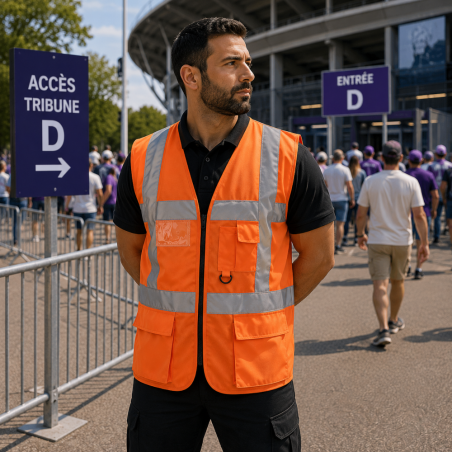 Gilet haute visibilité multi-poches pour stadier - Norme ISO 20471