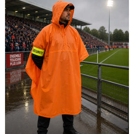 Poncho de pluie pour stadier - Protection imperméable fluo