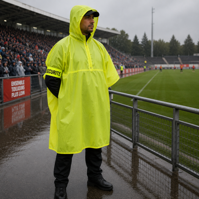 Poncho de pluie pour stadier - Protection imperméable fluo