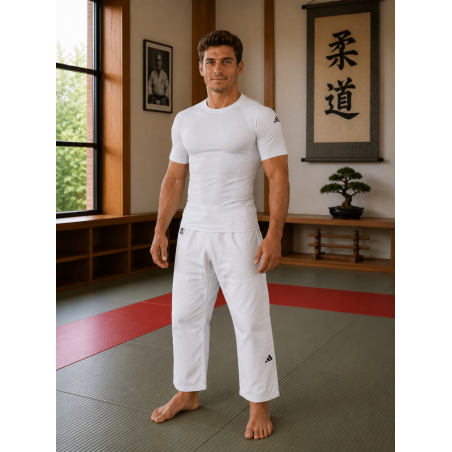 T-shirt judo manches courtes Adidas Lycra pour judoka