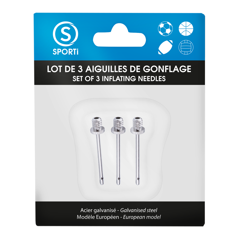 Aiguilles de gonflage pour ballon - Lot de 3 embouts européens