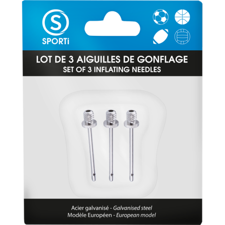Aiguilles de gonflage pour ballon - Lot de 3 embouts européens