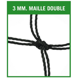 Filet tennis maille double 45 mm - Fil 3 mm - Renfort PVC