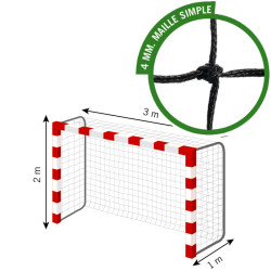 Filets pour buts de handball compétition - Maille simple 100 mm - Noir 2