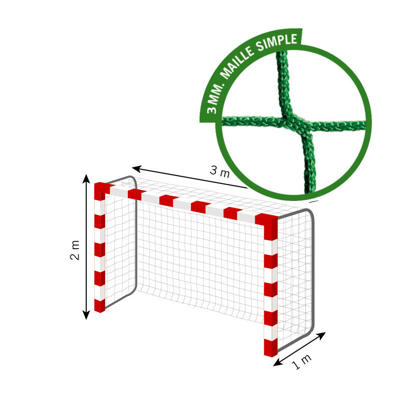 Filets pour buts de handball match - Maille simple 100 mm sans noeuds
