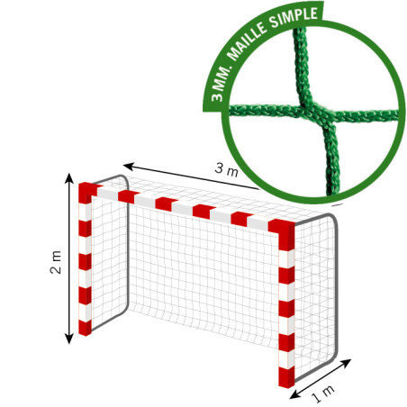 Filets pour buts de handball match - Maille simple 100 mm sans noeuds