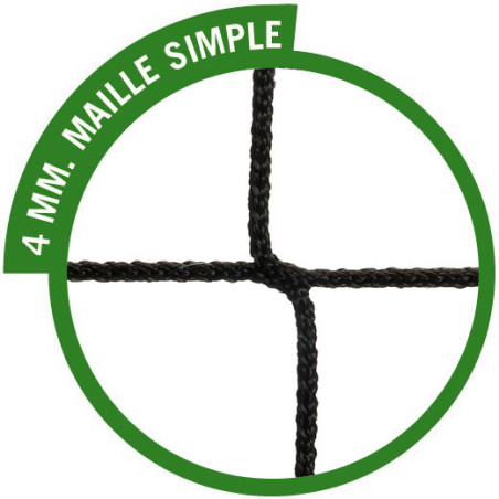 Filets pour buts de handball compétition - Maille simple 100 mm sans noeuds - noir