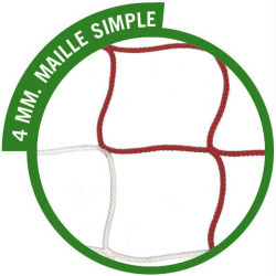 Filets foot à 5 - Maille sans noeuds 120 mm - Bicolore - Modèle TRAPEZOIDAL - La paire - coloris blanc/rouge