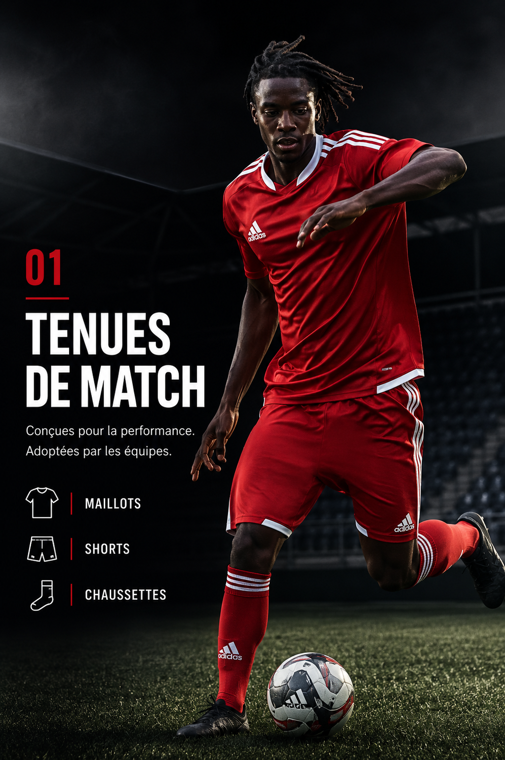 Tenues de match Adidas pour clubs de football
