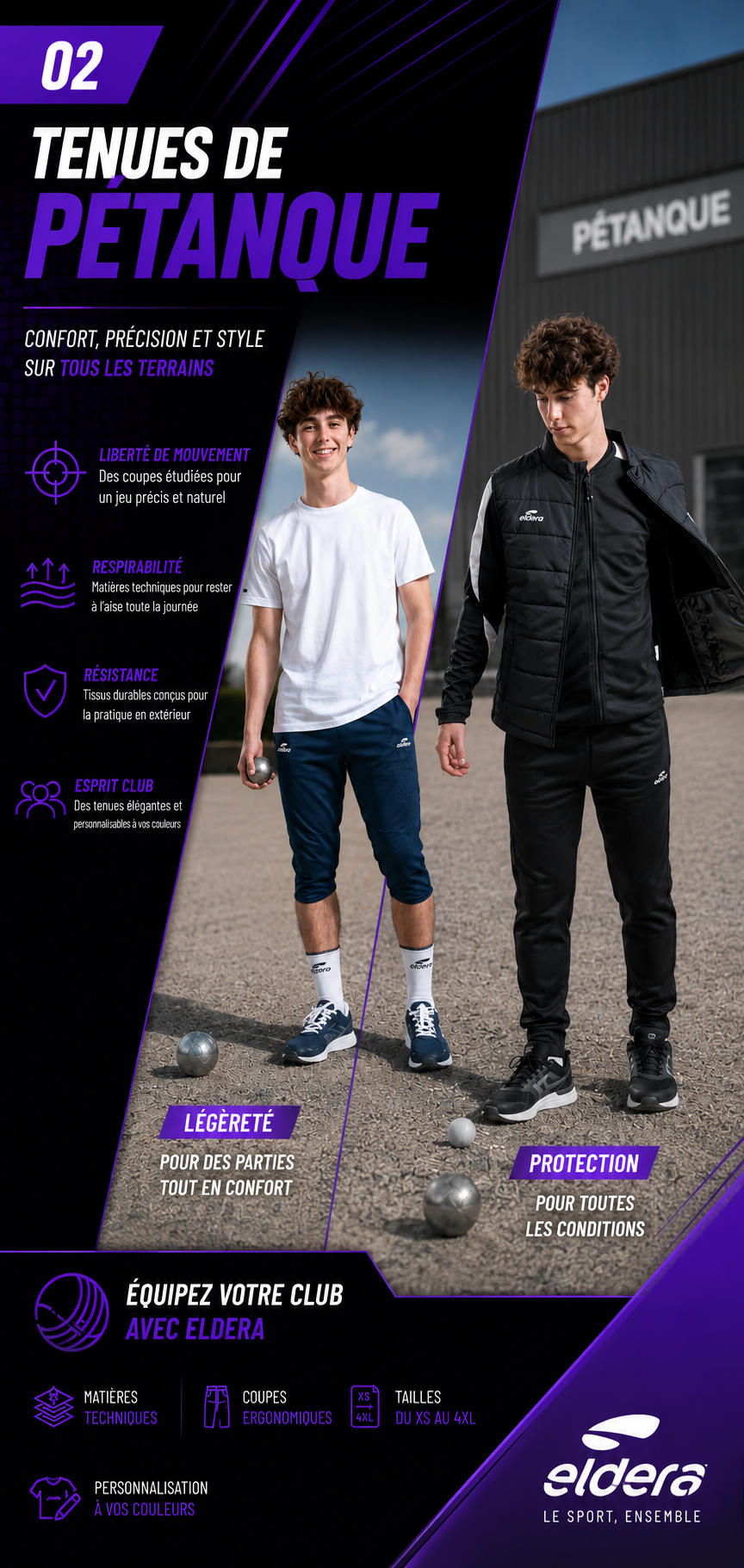 Tenues de pétanque ELDERA pour clubs
