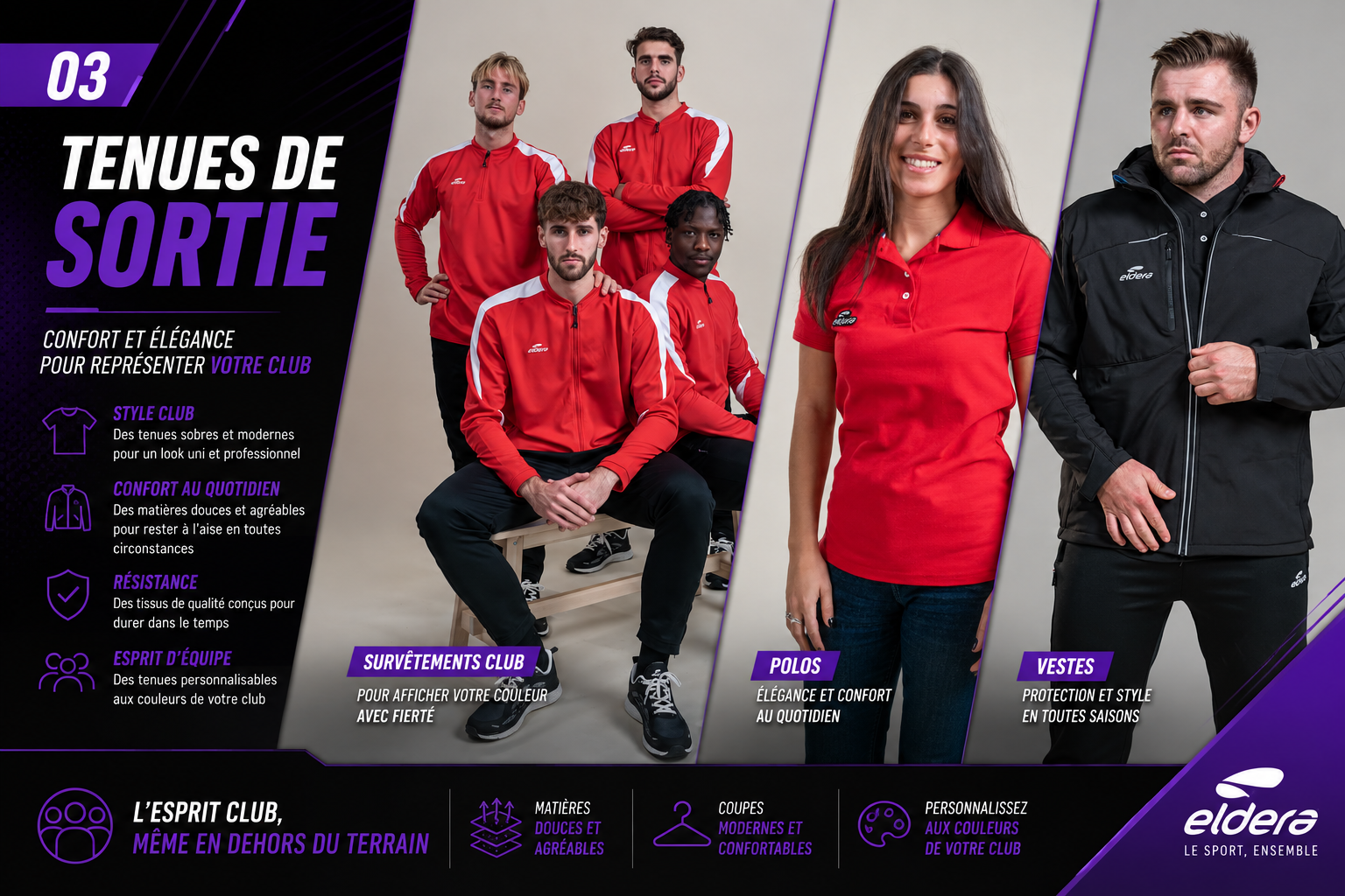Tenues de sortie et training ELDERA