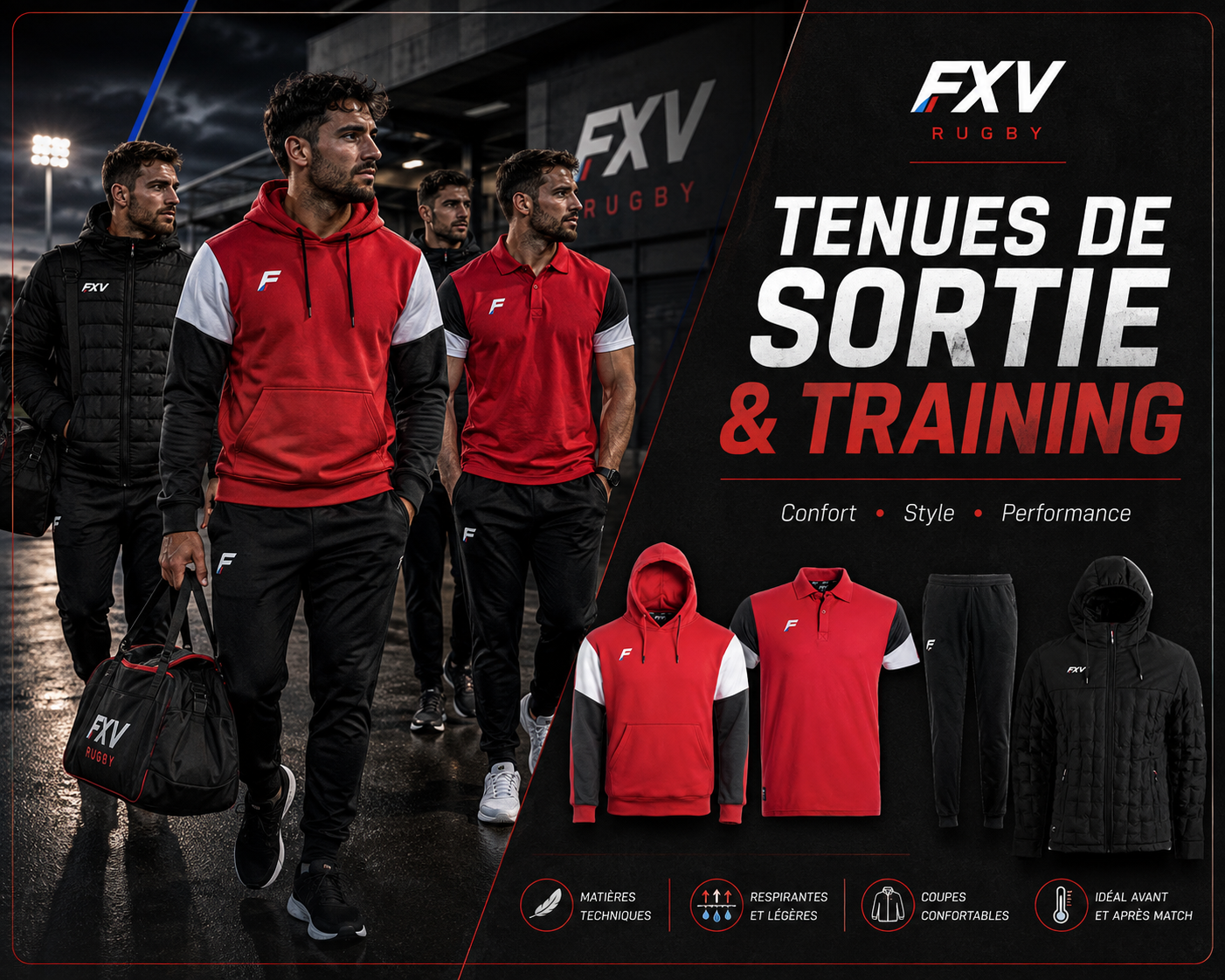 Tenues de sortie et training rugby FORCE XV