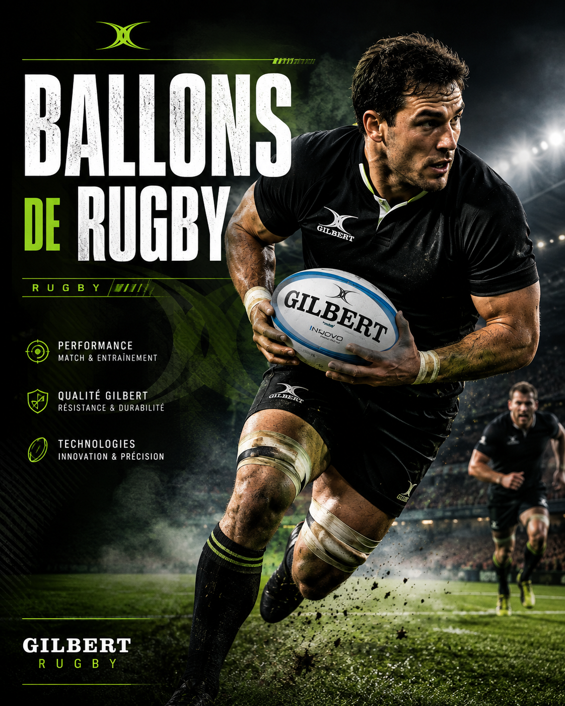 Ballons de rugby Gilbert pour clubs, entraînement et compétition