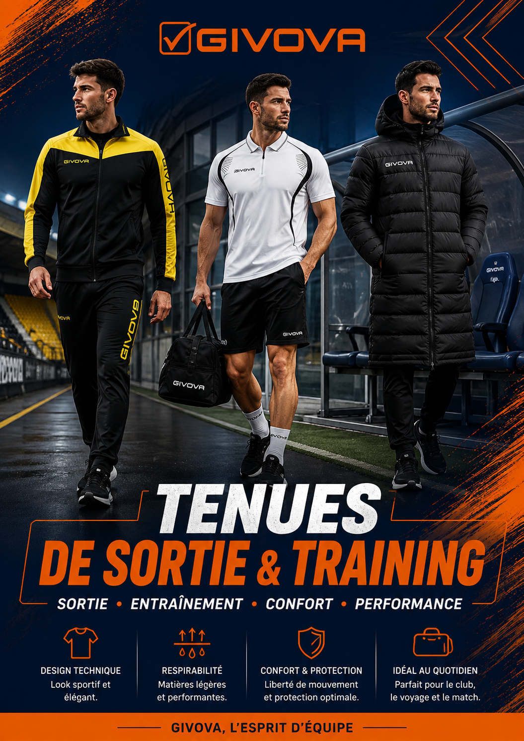 Tenues de sortie et training GIVOVA pour clubs