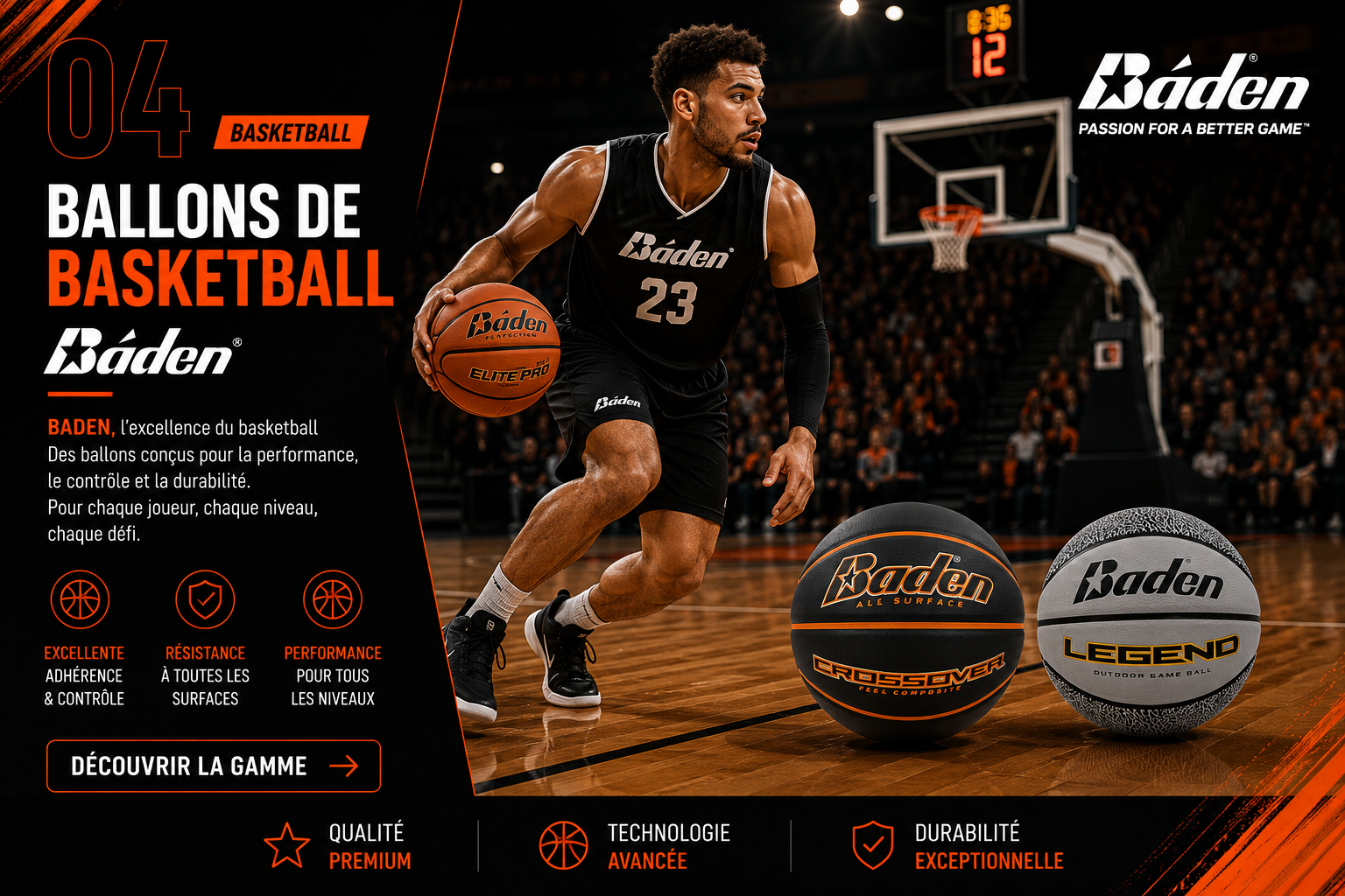 Ballons de basketball BADEN pour entraînement et compétition