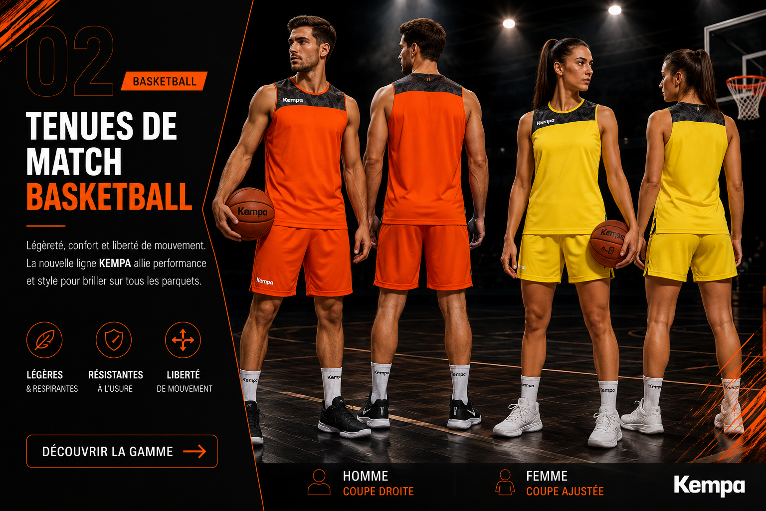 Tenues de match basketball KEMPA homme et femme