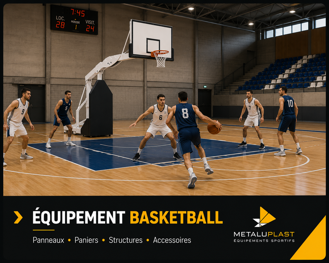 Équipements basketball METALUPLAST : paniers, panneaux et structures