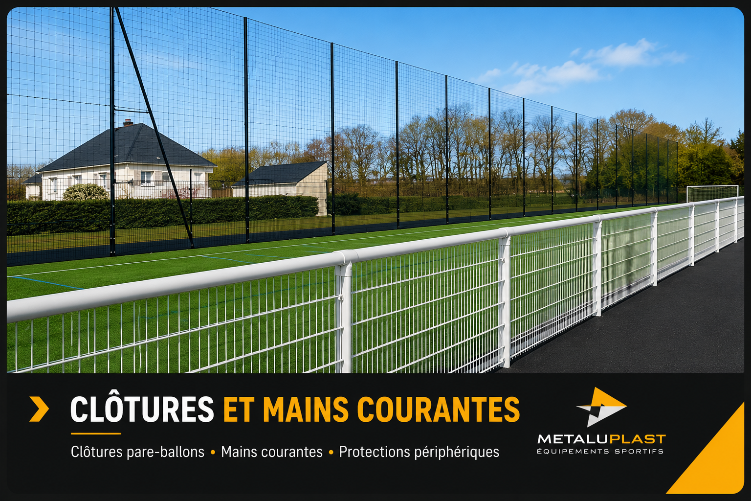 Clôtures, pare-ballons et mains courantes de stade METALUPLAST