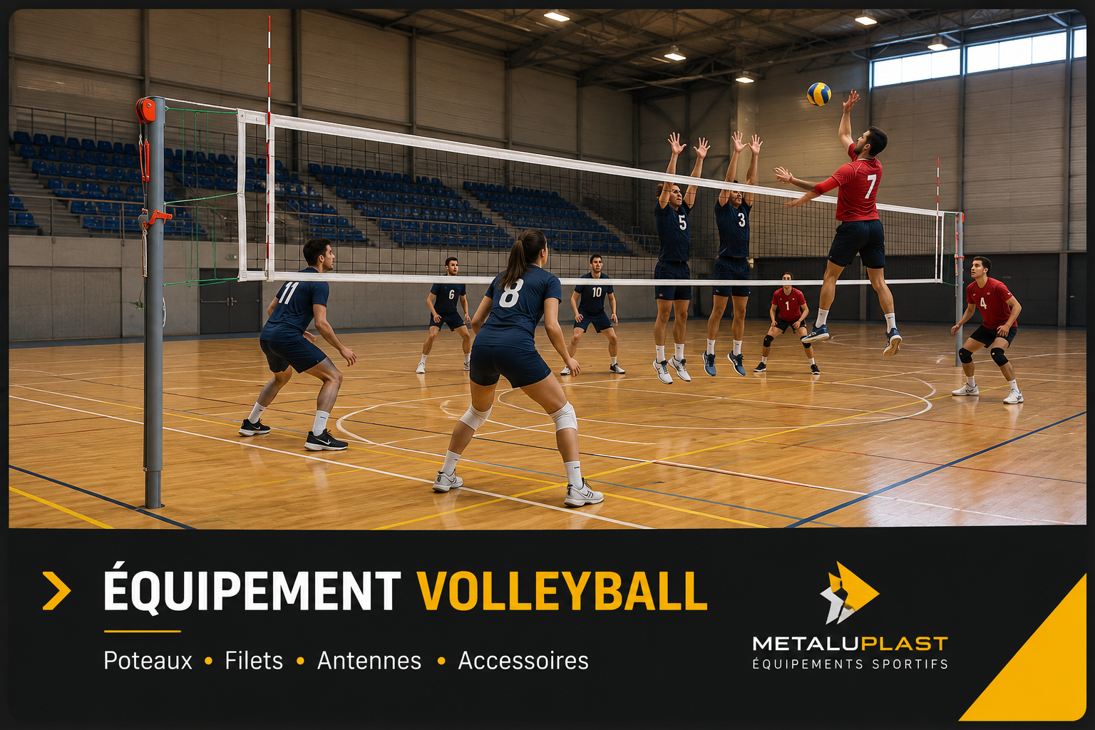 Équipements volleyball METALUPLAST : poteaux, filets et accessoires