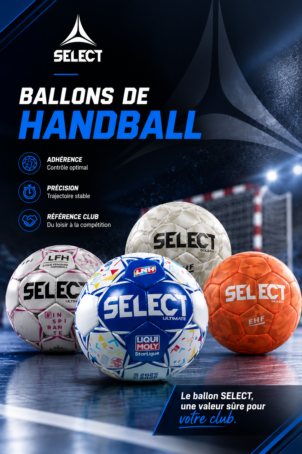 Ballons de handball SELECT pour clubs entraînement et compétition