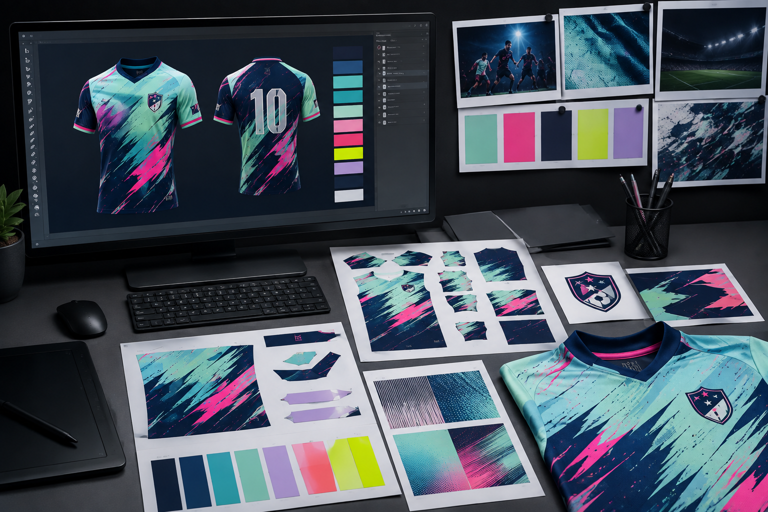 Préparation des éléments graphiques nécessaires à la création d'un maillot personnalisé à partir d'une image générée par intelligence artificielle