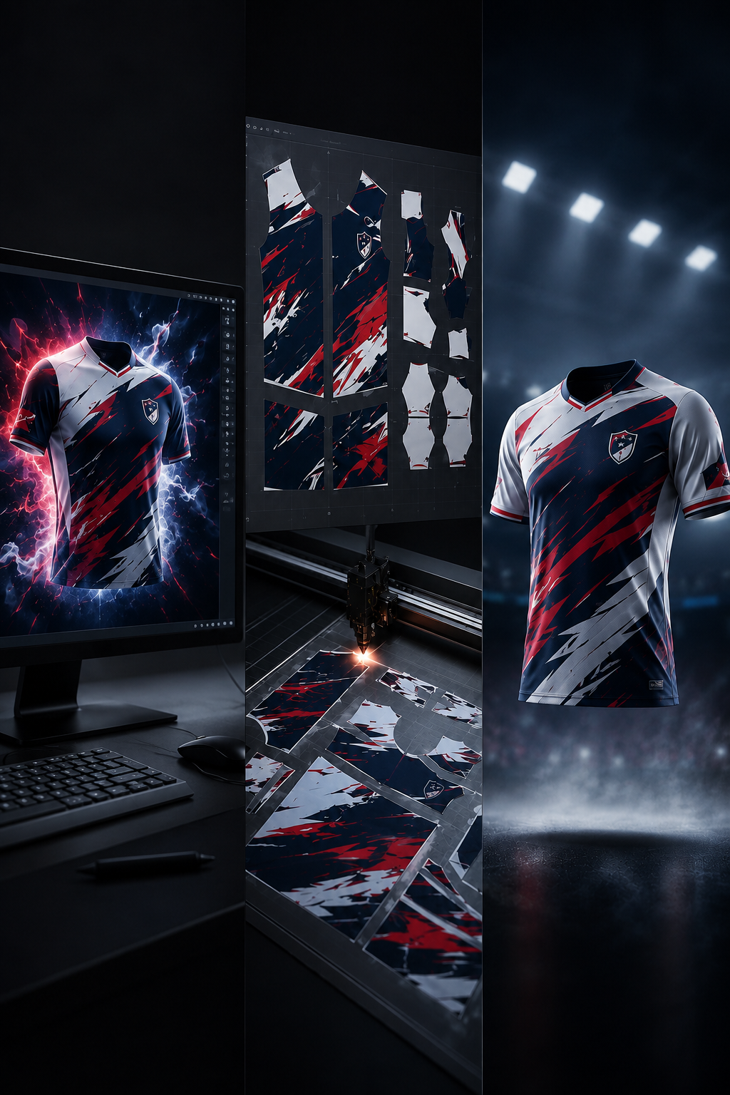 De la création d'un maillot par intelligence artificielle à son adaptation graphique et sa fabrication