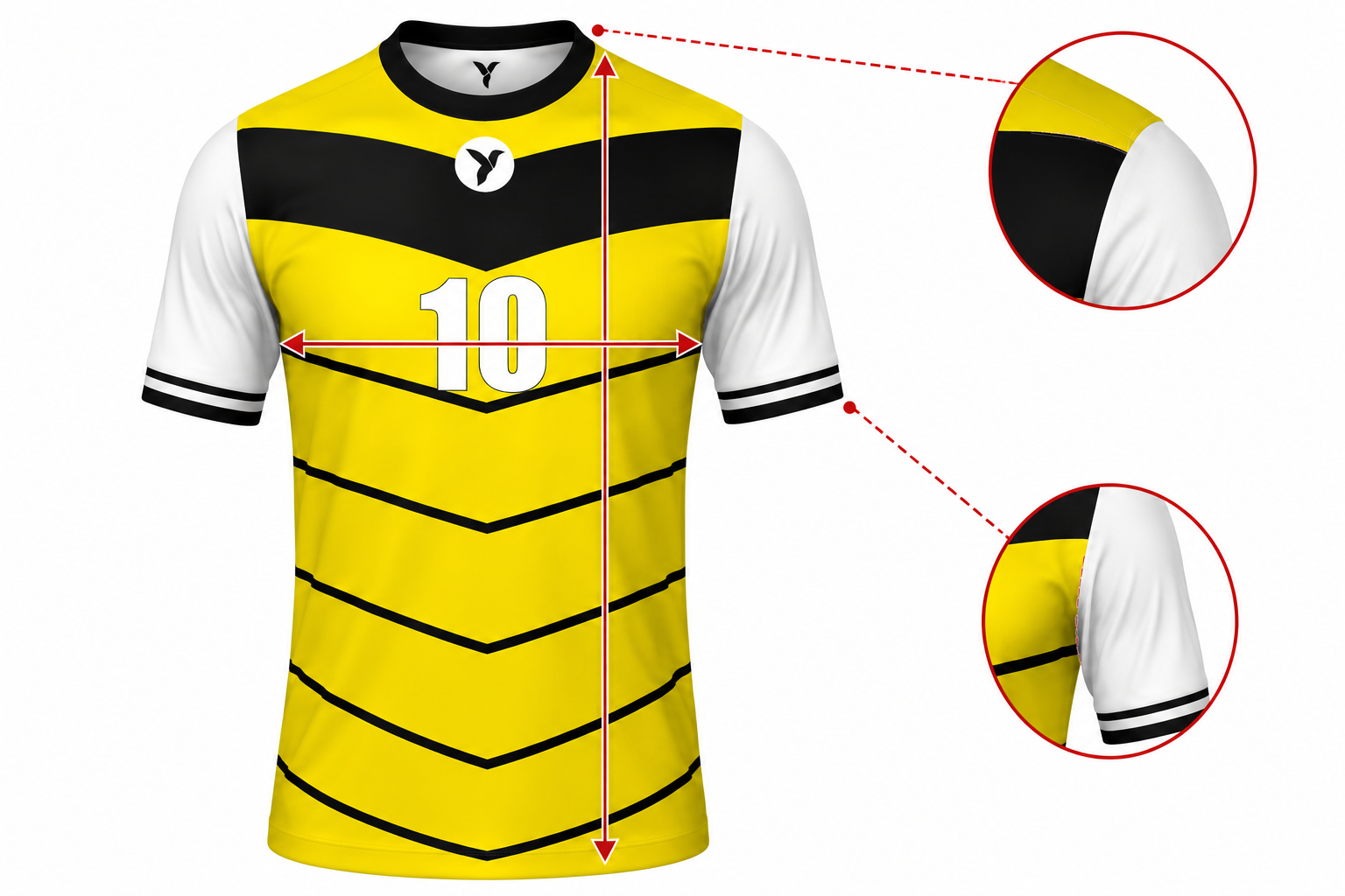 Guide de mesure ESMAÏA pour maillot de football avec manches montées