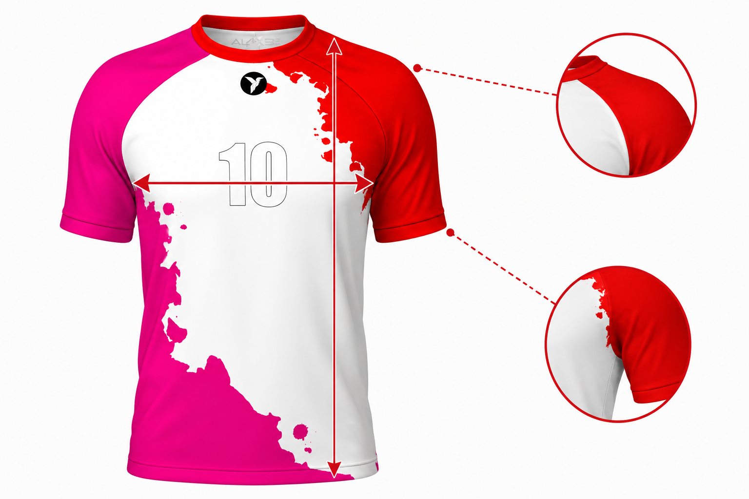 Guide de mesure ESMAÏA pour maillot de football avec manches raglantes