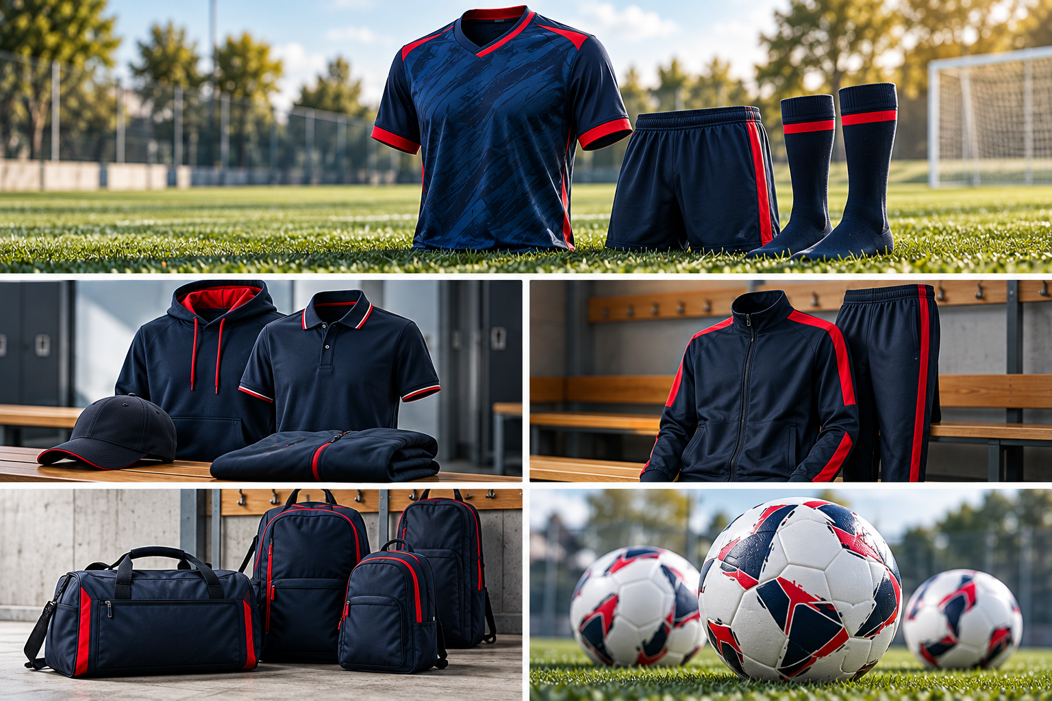 Tenues de match, textile club, survêtements, bagagerie et ballons personnalisables pour clubs sportifs