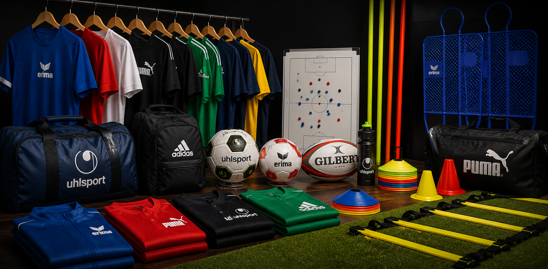 Tout pour le club : textile, matériel et équipements de terrains